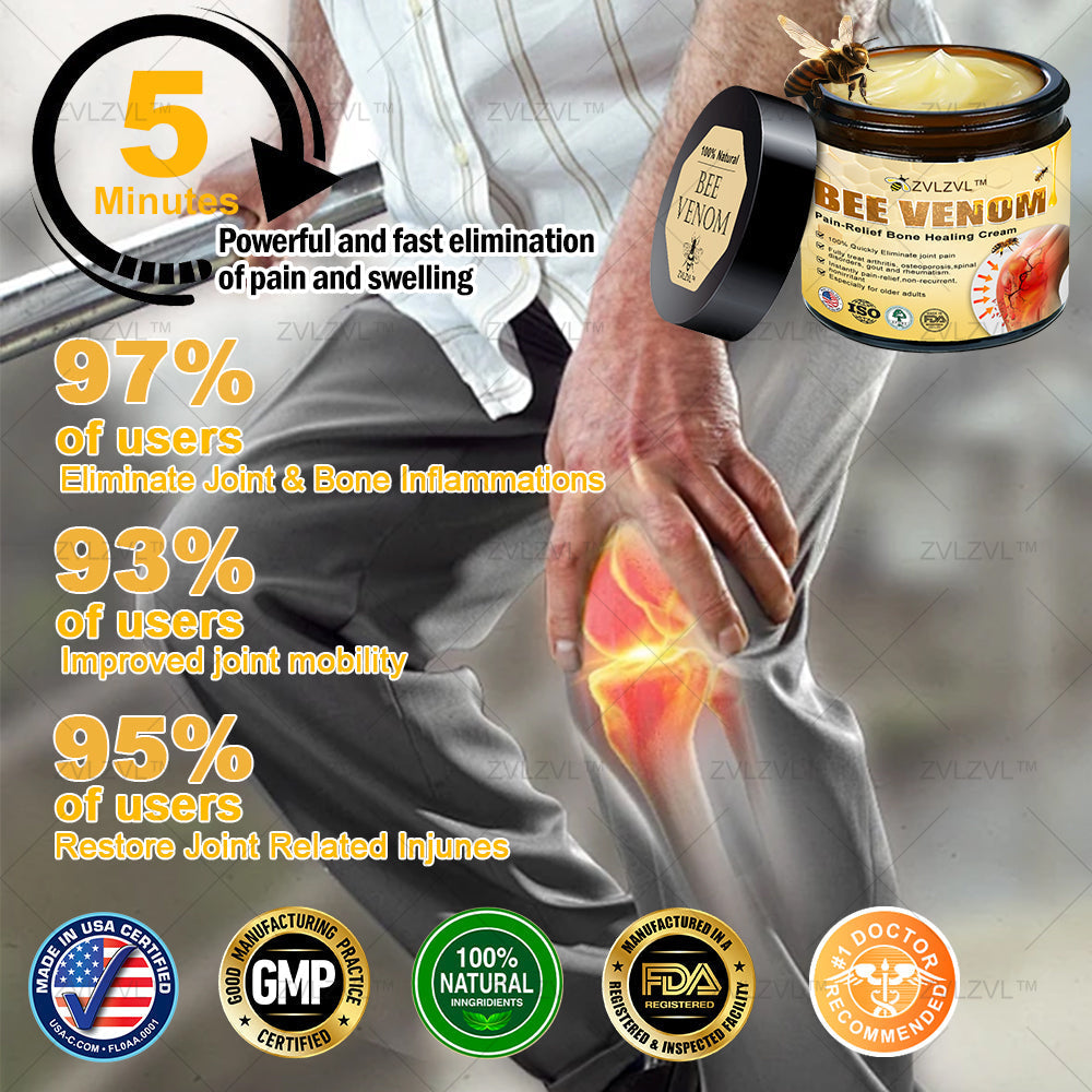 ZVLZVL™ Bee Venom Instant Pain Relief Arthritis Therapy Cream💪👨‍⚕️👨‍⚕️(Specially for older adults)
