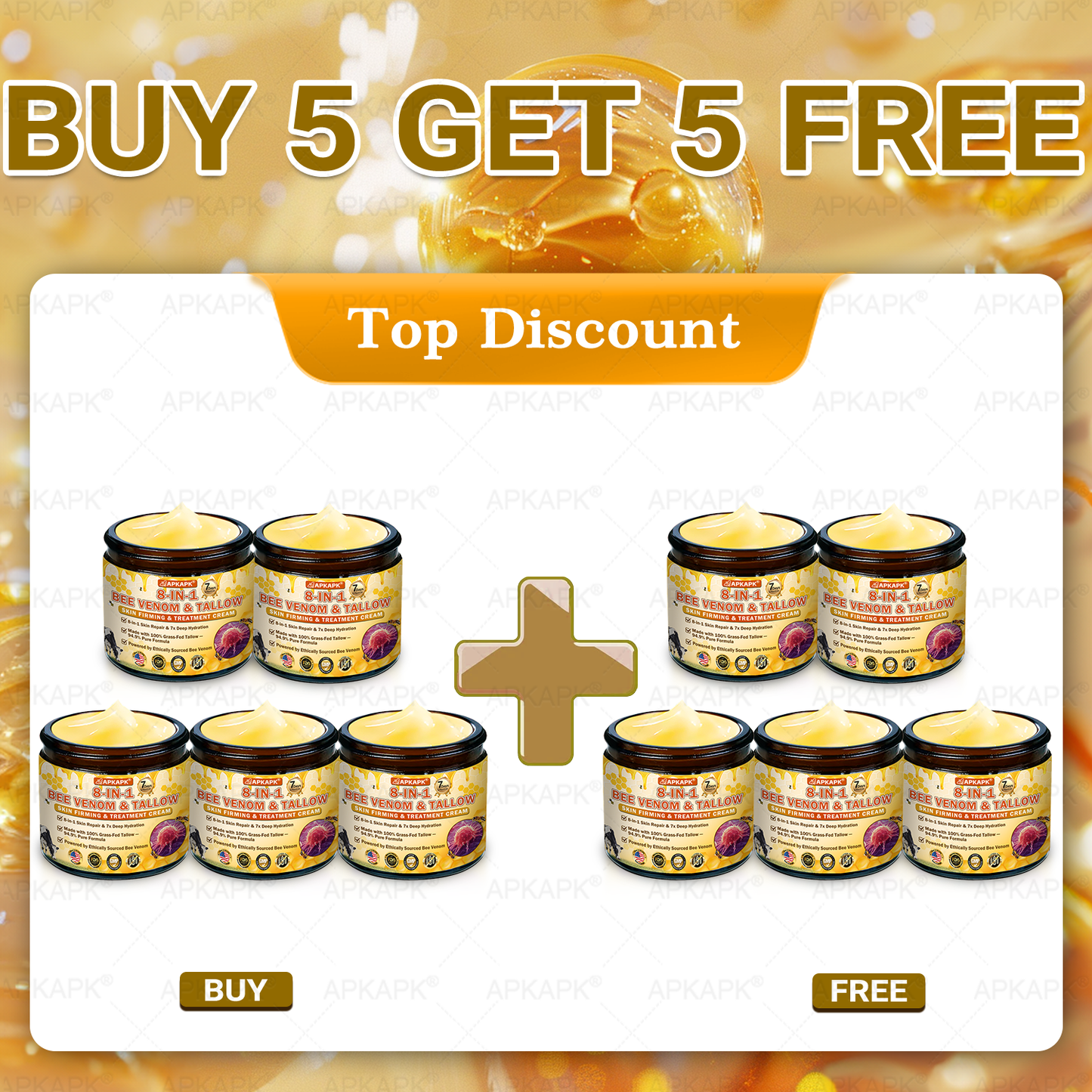 Official Store | 𝐀𝐏𝐊𝐀𝐏𝐊® 𝟖-𝐈𝐧-𝟏 𝐁𝐞𝐞 𝐕𝐞𝐧𝐨𝐦 & 𝐓𝐚𝐥𝐥𝐨𝐰 𝐒𝐤𝐢𝐧 𝐅𝐢𝐫𝐦𝐢𝐧𝐠 & 𝐓𝐫𝐞𝐚𝐭𝐦𝐞𝐧𝐭 𝐂𝐫𝐞𝐚𝐦 (Effective Within 7 Days)Bee Venom + Tallow · 7X Deep Hydration, targets wrinkles, sagging, stretch marks, dark spots, purpura, inflammations and more