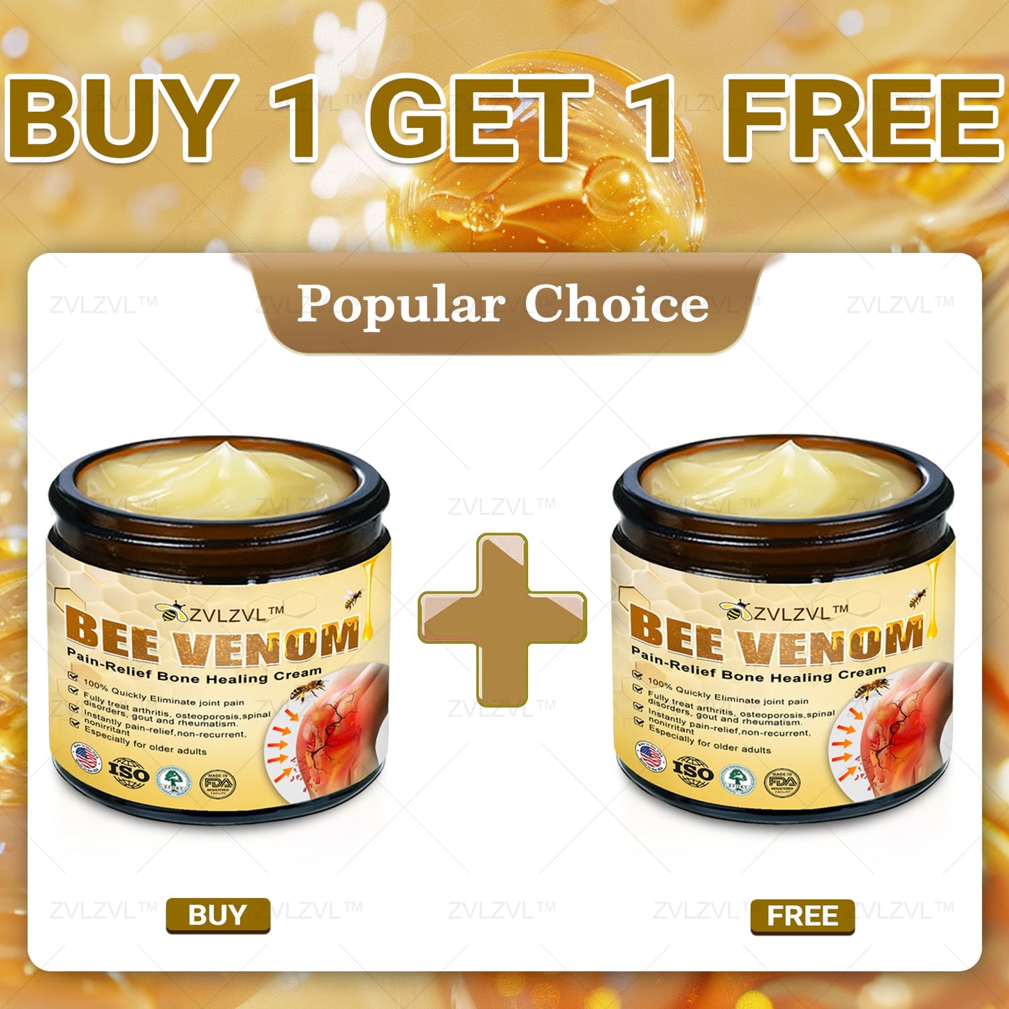 ZVLZVL™ Bee Venom Instant Pain Relief Arthritis Therapy Cream💪👨‍⚕️👨‍⚕️(Specially for older adults)